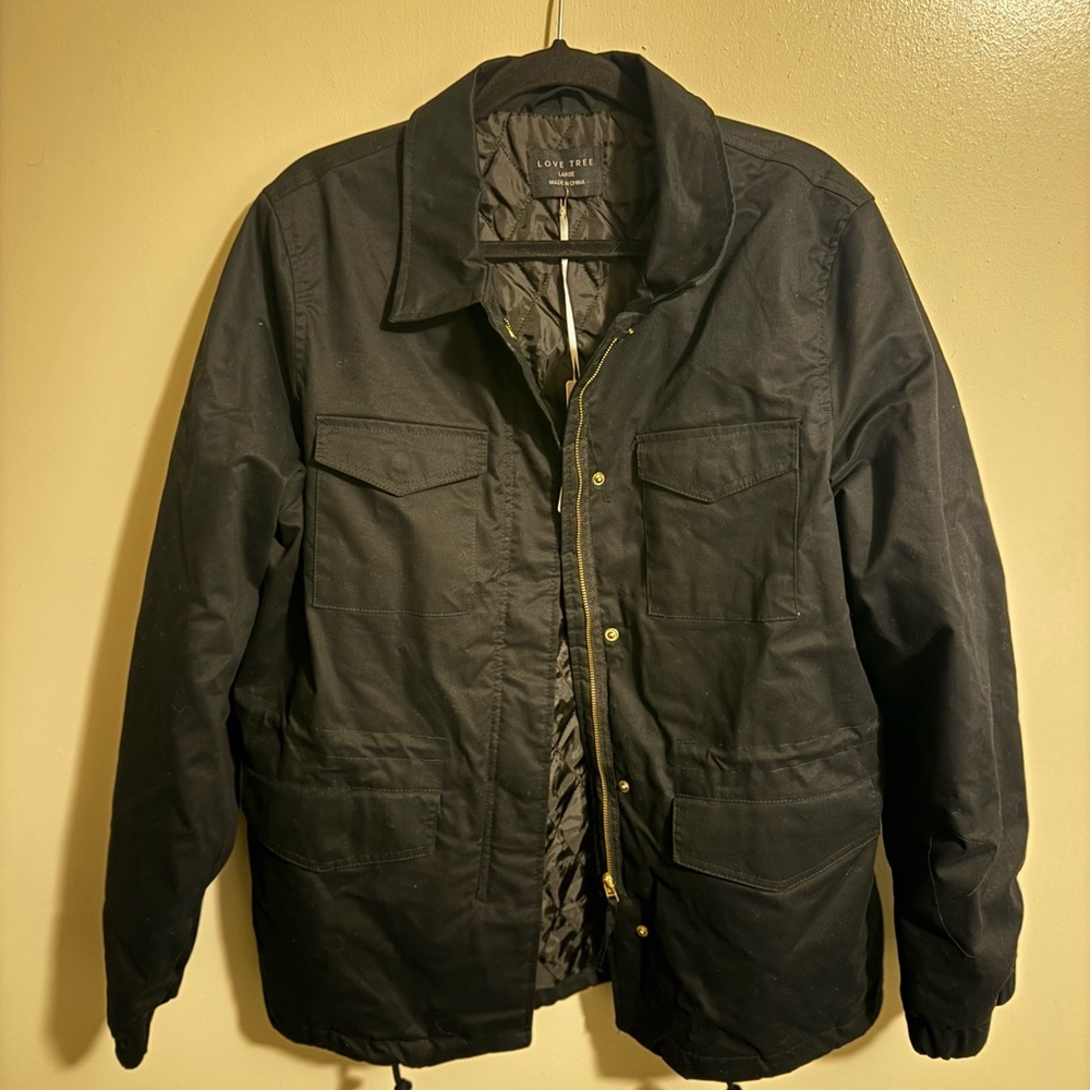 Love Tree Black Military Jacket